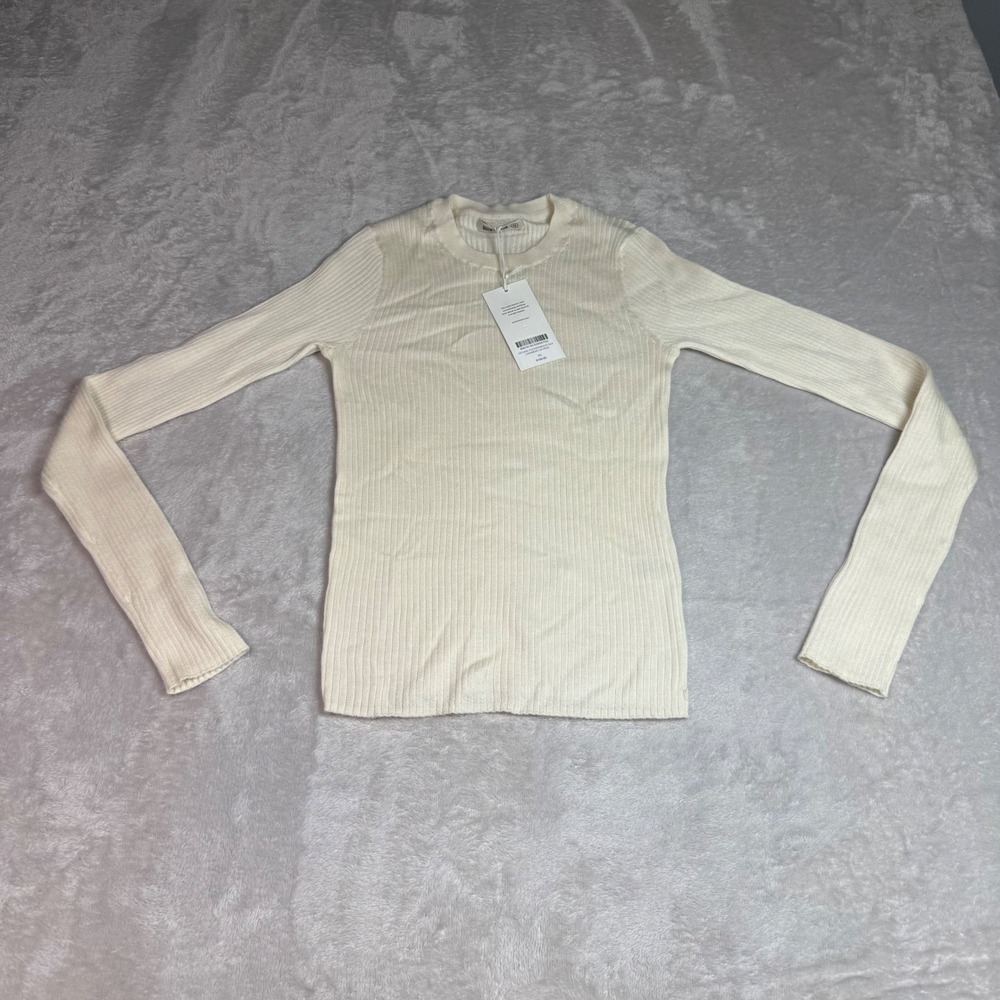 NWT Buck Mason Womens Natural Featherweight Silk Cashmere L/S Crew XS Cream